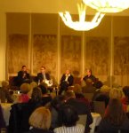 Literarischer Salon: Christiane Hempel, Horst Thieme, Eva Leipprand und Klaus Müller (v.L.n.R.)