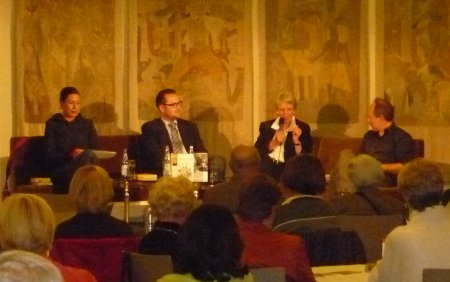 Literarischer Salon: Christiane Hempel, Horst Thieme, Eva Leipprand und Klaus Müller (v.L.n.R.)
